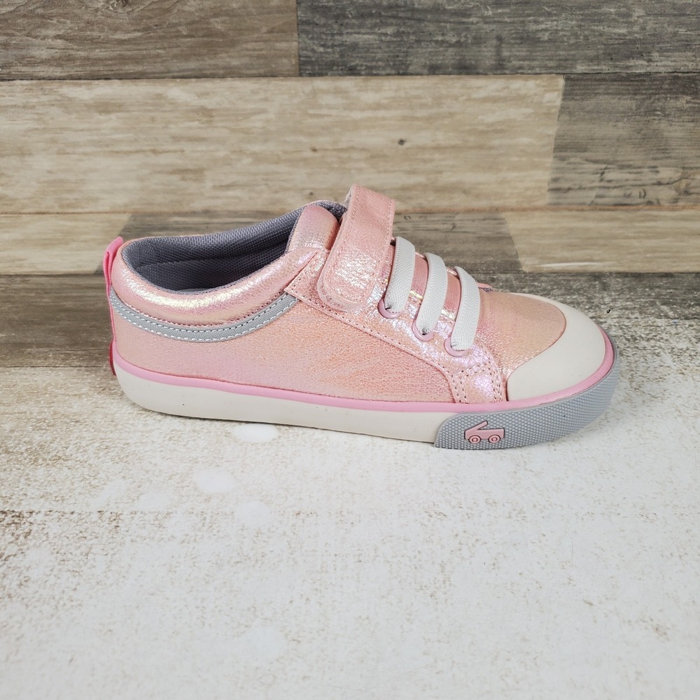 See Kai Run Kristin Kids Shoes Sz 12.5 Pink Metallic Hook-and-Loop Sneakers